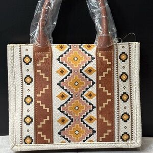 Wrangler Aztec pattern, fabric and leather purse with shoulder strap